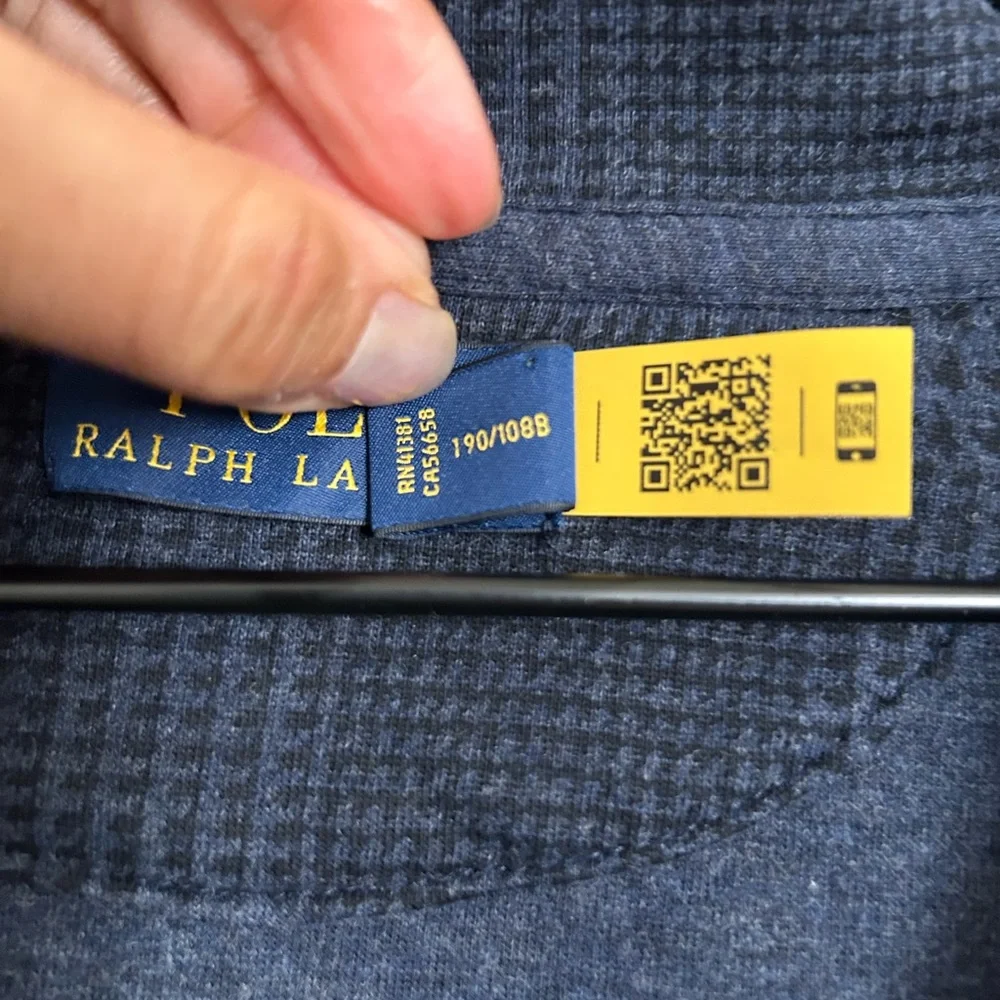Polo Ralph Lauren Luxury Jersey Quarter-zip Pullover XXL Navy Herringbone GUC